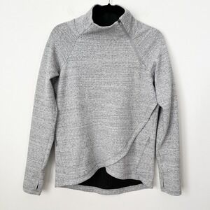 IBKUL Popcorn Stitch Asymmetrical Zip Pullover Gray Womens Medium Outdoor Fall